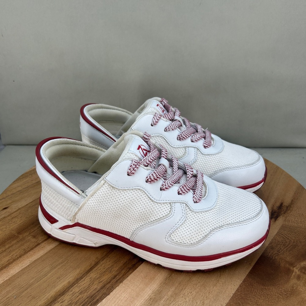 Zeba Hands Free Sneakers Womens 9.5 Wide White Red Mesh Slip On Walking Shoes
